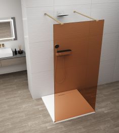 ESCA GOLD MATT Walk-in zuhanyfal, szabadonálló, barna üveg, 1400mm