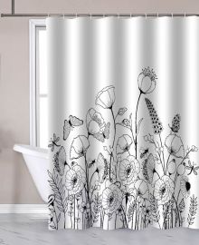 AQUALINE zuhanyfüggöny, 180x180cm, mákvirág