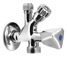 Sarokszelep 1/2" x 3/4" x 3/8" mosógép leágazással, visszacsapó szeleppel, króm 5309 Sapho