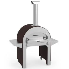 Alfa Forni 4 PIZZE kemence, gurulós állvánnyal, fatüzelésű, sötét réz színű