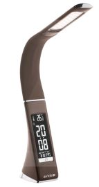 Avide irodai asztali LED lámpa, barna, bőrhatású, naptár/óra funkció, 6W ABLDL-BLC-6W-BR