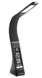 Avide irodai asztali LED lámpa, fekete, bőrhatású, naptár/óra funkció, 6W ABLDL-BLC-6W-BL