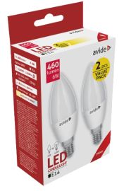 Avide CANDLE LED izzó, 2db, E14, 6W, meleg fehér fényű ABC14WW-6W-APTP