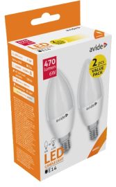Avide CANDLE LED izzó, 2db, E14, 6W, természetes fehér fényű ABC14NW-6W-APTP