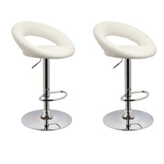 BipiLine 2 db bárszék, állítható magasság, lábtartó, deréktámasz, 100 kg teherbírás, fehér