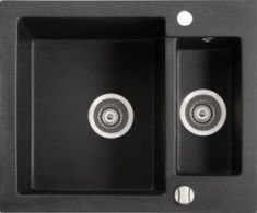 Marmorin BARIO egymedencés gránit mosogató, gyümölcsmosóval, fekete 120503002