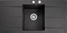 Marmorin BARIO egymedencés gránit mosogató, két csepegtetővel, fekete 120143002