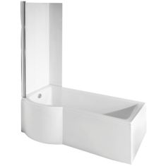 Besco INSPIRO aszimmetrikus akril kád, balos, 170x70 cm, 1 részes kádparavánnal