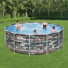 Bestway CURACAO kerti medence, fémvázas, 427x122 cm, szűrőszivattyúval, létrával, FFA 042