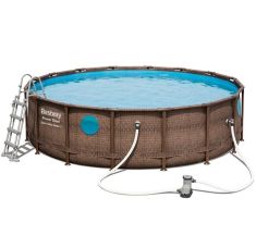 Bestway EVIA fémvázas medence, 488x122 cm, létrával, vízforgatóval, takaróval, alátéttel, FFA 652