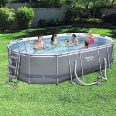 Bestway SANREMO kerti medence, fémvázas, 488x305x107 cm, vízforgatóval, létrával FFA 687