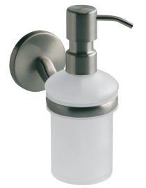 Bisk VIRGINIA fali folyékony szappanadagoló, fali tartóval, üveg, szálcsiszolt nikkel 72089