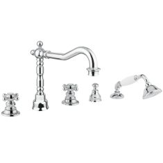 Bugnatese ARCADIA peremre szerelhető 5 üléses kádtöltő csaptelep króm 8380CR