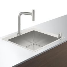 Hansgrohe C71-F450-06 mosogatótálca 55x50 cm, csapteleppel, nemesacél felület 43201800