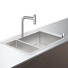 Hansgrohe C71-F655-09 kétmedencés mosogatótálca 75.5x50 cm, csapteleppel, króm 43206000