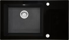 Deante CAPELLA BLACK egymedencés, üveg-gránit mosogató, fózolt, 86x50x20, fekete ZSCGX2C