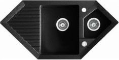 Marmorin CIRE egymedencés gránit mosogató, gyümölcsmosóval csepegtetővel, fekete 375613002