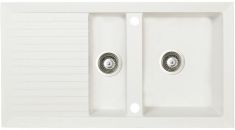 Marmorin CIRE egymedencés gránit mosogató, gyümölcsmosóval csepegtetővel, fehér 375513006