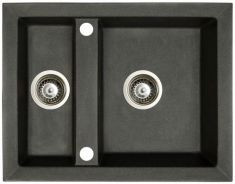 Marmorin CIRE egymedencés gránit mosogató, gyümölcsmosóval fekete 375503002