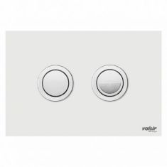 Valsir CRYSTAL fehér design nyomólap, “m” méret, pneumatikus, kerek, szálcsiszolt inox VS0877333