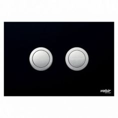 Valsir CRYSTAL fekete design nyomólap, “m” méret, pneumatikus, kerek, szálcsiszolt inox VS0877353