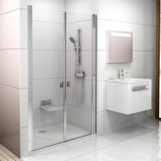 Ravak CHROME CSDL2-100 zuhanyajtó, 2 részes, 100x195, szatén keret/átlátszó edzett üveg 0QVACU0LZ1