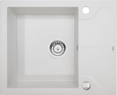 Deante GRANDIOSO egymedencés gránit mosogató, csepegtető, 59x49x19 cm, alabástrom fehér ZQNA11A