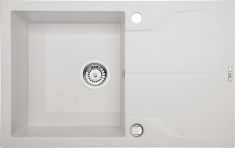 Deante ANDANTE FLUSH egymedencés gránit mosogató, csepegtető, 78x49x19 cm, alabástrom fehér ZQNA11F