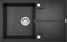 Deante ANDANTE FLUSH egymedencés gránit mosogató, csepegtető, 78x49x19 cm, metál fekete ZQNG11F