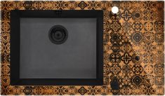 Deante CAPELLA PRECIOUS BRONZ egymedencés, üveg-gránit mosogató, 86x50x20 cm, bronz-fekete ZSCGM2C