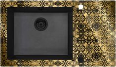 Deante CAPELLA PRECIOUS GOLD egymedencés, üveg-gránit mosogató, 86x50x20 cm, arany-fekete ZSCGG2C