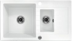 Deante ENIGMA gránit mosogató, szifonnal, leeresztővel, 76x44x15-11 cm, alabástrom fehér, ZQZA513