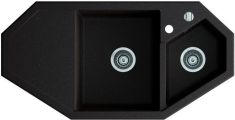 Marmorin DEBRA egymedencés gránit mosogató, gyümölcsmosóval csepegtetővel, fekete 436613002
