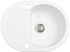 Marmorin DURO egymedencés gránit mosogató, csepegtetővel, fehér alabástrom 130133016