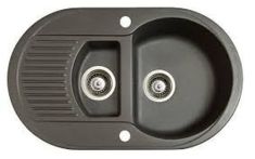 Marmorin DURO egymedencés gránit mosogató, gyümölcsmosóval csepegtetővel, fekete 130513002