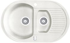 Marmorin DURO egymedencés gránit mosogató, gyümölcsmosóval csepegtetővel, fehér 130513006