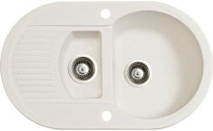 Marmorin DURO egymedencés gránit mosogató, gyümölcsmosóval csepegtetővel, fehér alabástrom 130513016