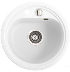 Marmorin DURO egymedencés gránit mosogató, kerek, fehér alabástrom 130803016