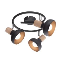 Elmark ADDY mennyezeti spot lámpa, 3xE14, fekete/fa, 955ADDY3/BL