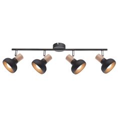 Elmark ADDY mennyezeti spot lámpa, 4xE14, fekete/fa, 955ADDY4/BL