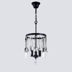 Elmark DINNER csillár, kristály dekorral, 3xE14, fekete/króm, 955DINNER3S