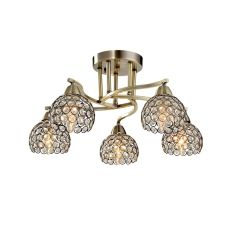 Elmark LIZA mennyezeti lámpa, kristály dekorral, 5xE14, antik réz, 955LIZA5/AB