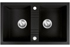 Ferro MEZZO II gránit mosogató, 78x48x17.7 cm, fényes grafit, DRGM2/48/78HA