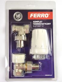 Ferro Sarok radiátorszelep szett, termosztátfejjel, 1/2x1/2" ZTM08"