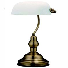 GLOBO ANTIQUE asztali lámpa, banklámpa, bronz, üveg, 1xE27 2492