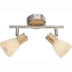 GLOBO GYLFI spot lámpa, matt króm, fa, opál üveg, 2xE14 54352-2