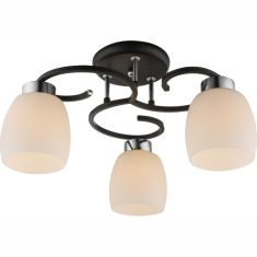 GLOBO PESSOA IV mennyezeti lámpa, fekete-króm, fehér üveg, 3xE27, 69018-3