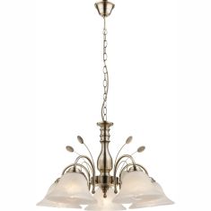 GLOBO POSADAS csillár, bronz, üveg, alabástom fehér, 5xE27 69007-5H