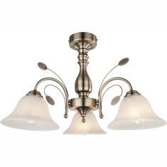 GLOBO POSADAS mennyezeti lámpa, bronz, üveg, alabástom fehér, 3xE27, 69007-3