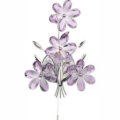 GLOBO PURPLE fali lámpa, króm, akril kristály, lila virág, 1xE14 5147